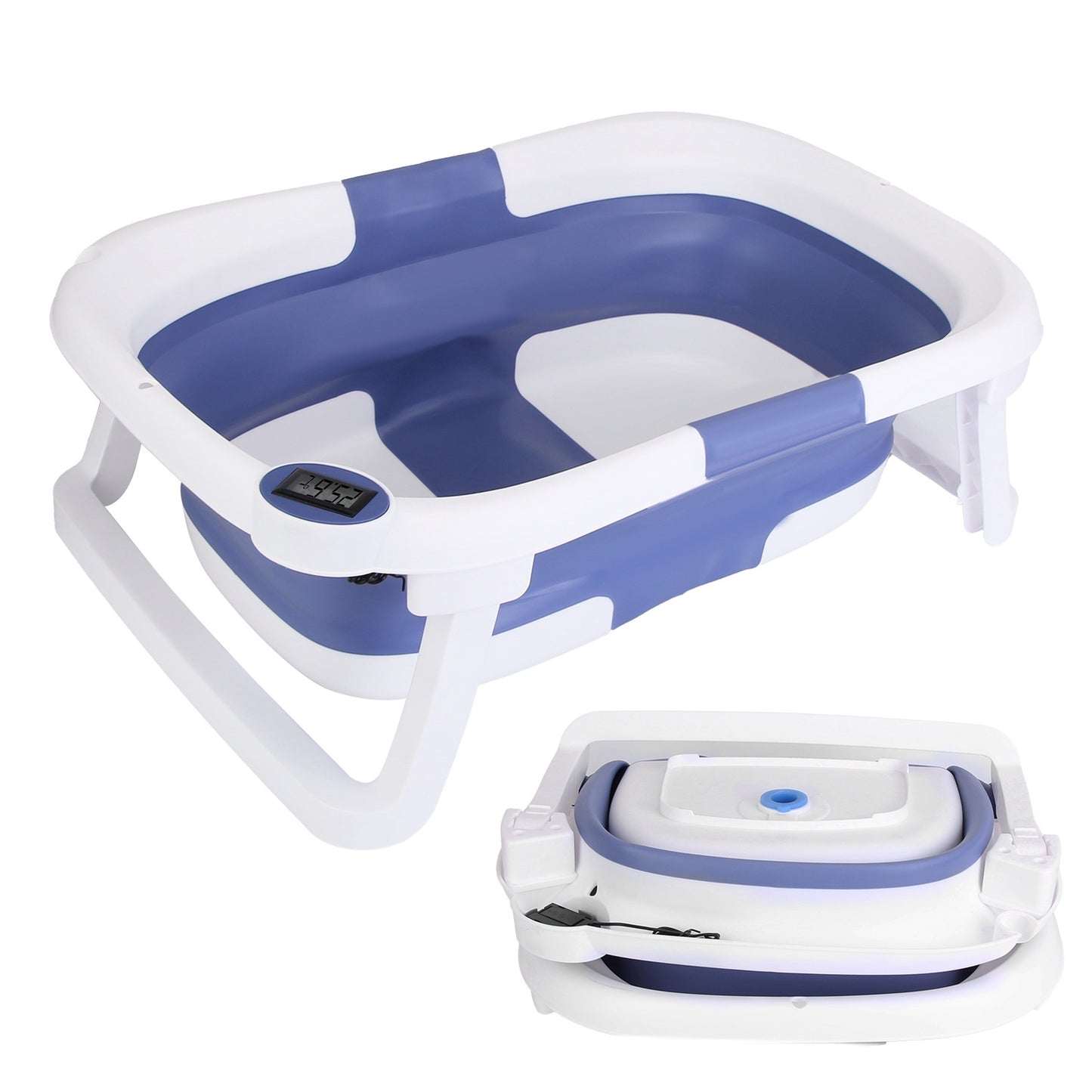 Foldable Baby Bathtub with Thermometer & Drain