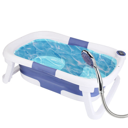 Foldable Baby Bathtub with Thermometer & Drain