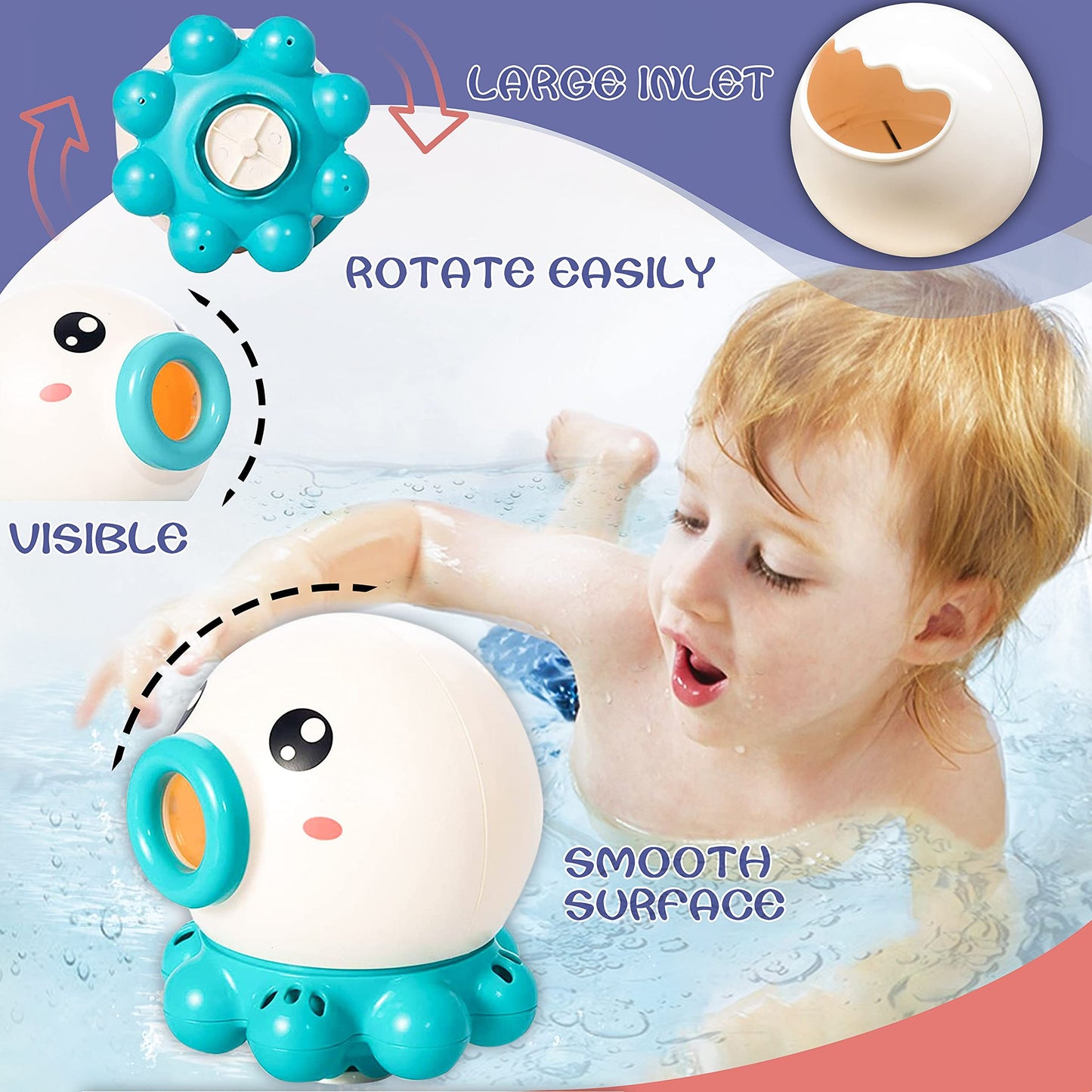 Octopus Water Fountain Bath Toy – Rotating Sprinkler Fun for Kids
